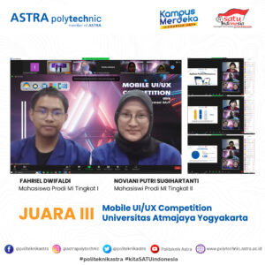 Mahasiswa ASTRAtech raih juara 3 Mobile UIUX Competition: Fahriel Dwifaldi & Noviani Putri Sugihartanti
