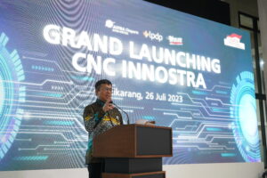 Sambutan Direktur Politeknik Astra, Tony Harley Silalah dalam acara Grand Launching Mesin CNC Innostra, Rabu (26/7/2023) di Politeknik Astra, Cikarang, Jawa Barat).